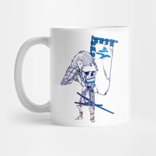 Blue Skull Samurai With Banner Mug